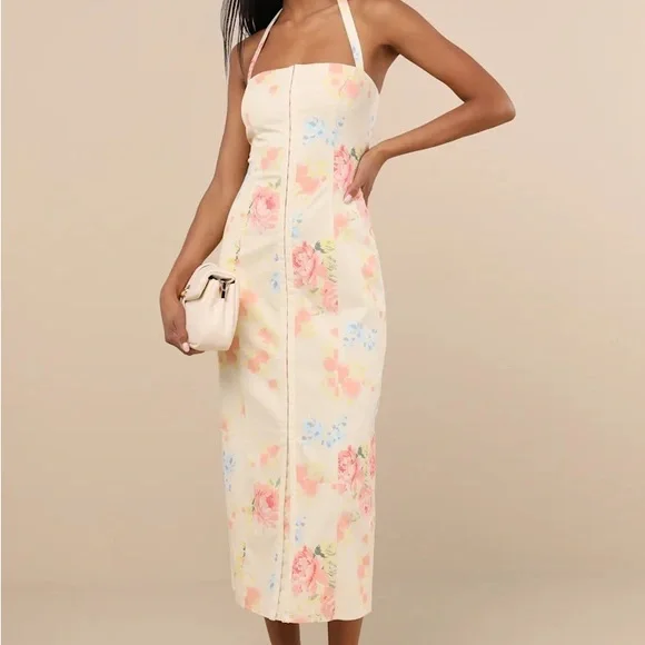 Lulu's Floral Maxi Dress in Yellow and Pink - Picture 2 of 6